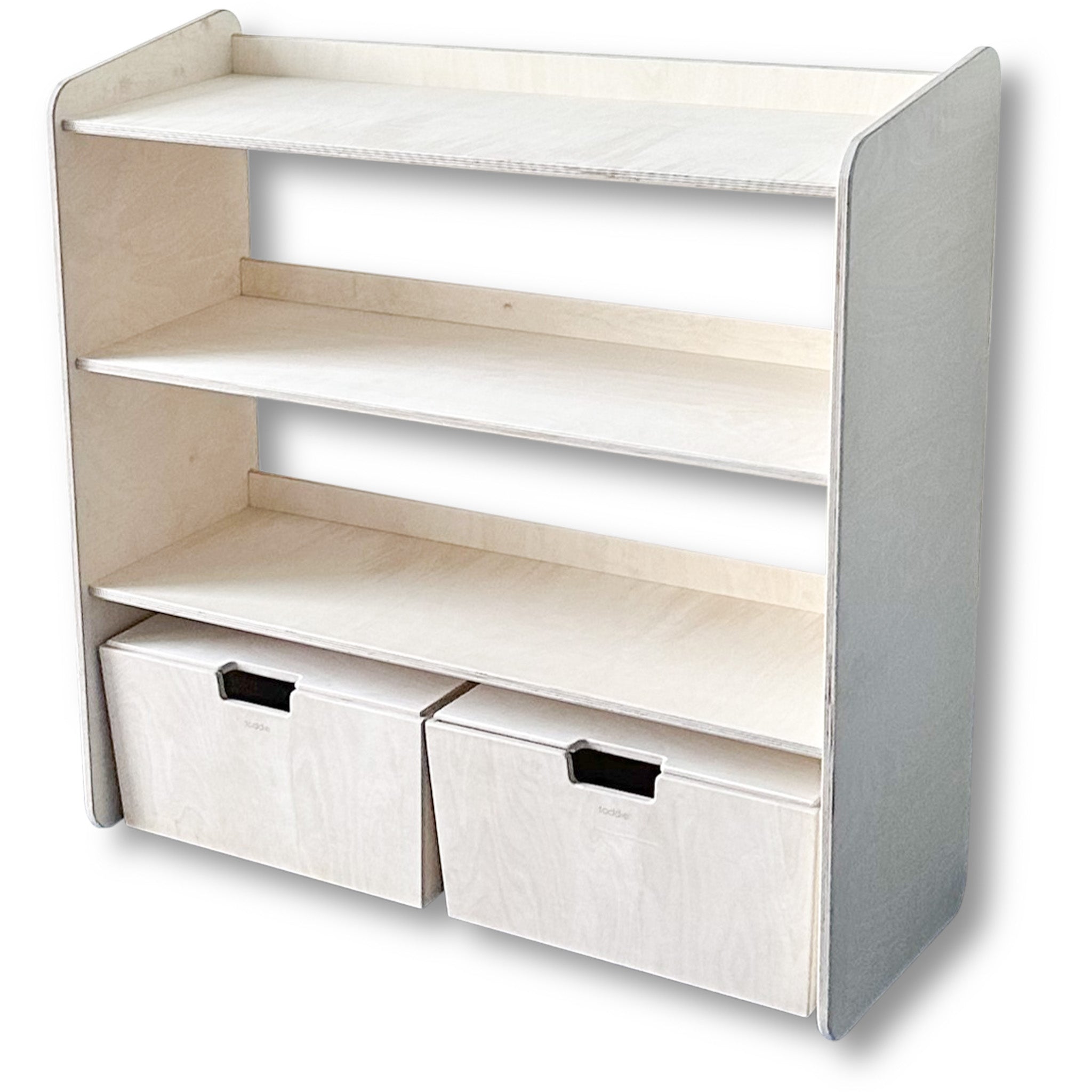 Montessori meuble à jouets ouverte + coffres de rangement roulants | Étagère à livres 2 étagères - naturel