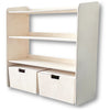 Montessori meuble à jouets ouverte + coffres de rangement roulants | Étagère à livres 2 étagères - naturel