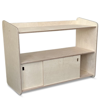 Jollie Montessori speelgoedkast met schuifdeurtjes | Boekenkast 3 planken - blank - toddie.nl ®