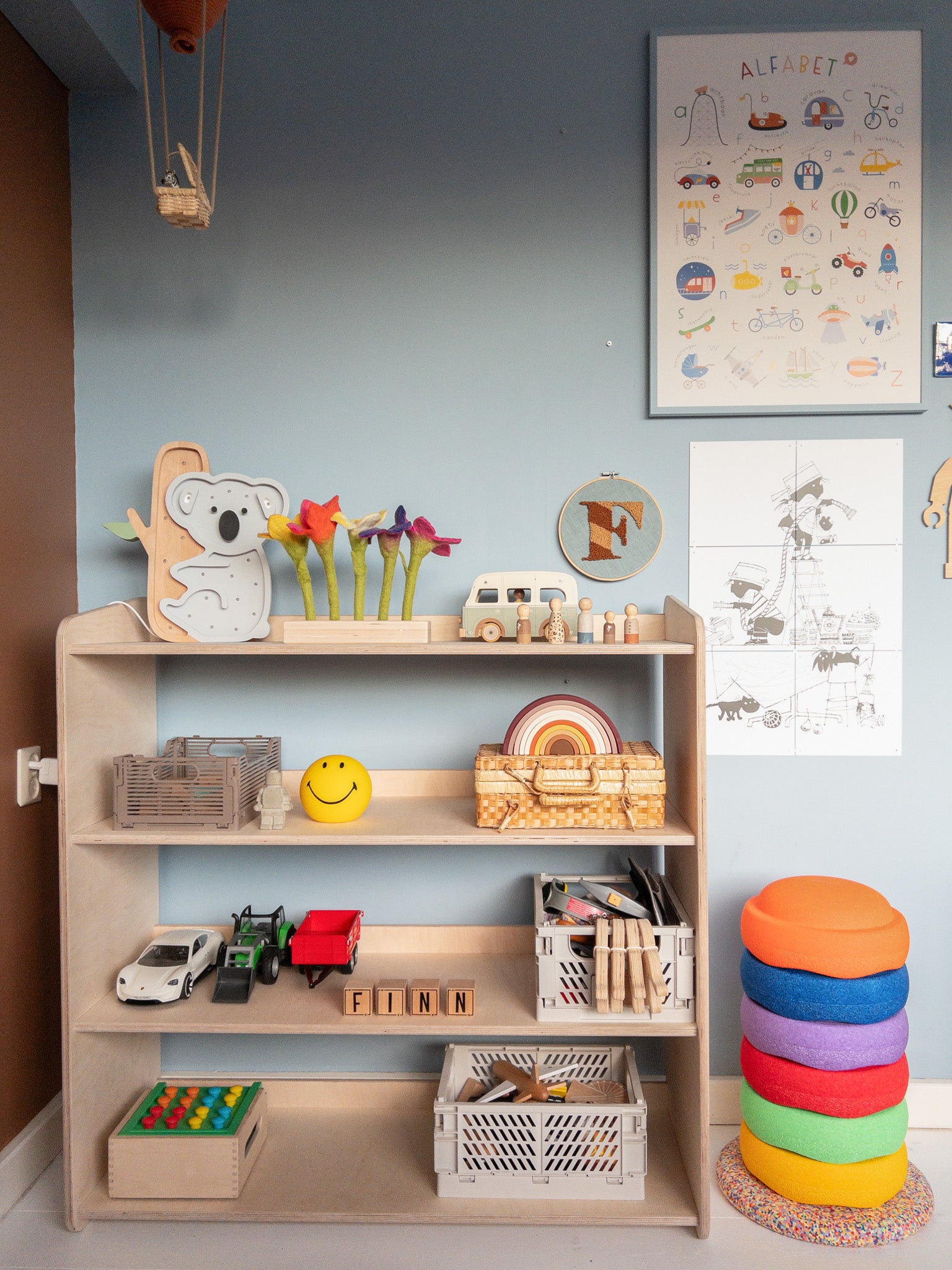 Montessori meuble à jouets | Étagère à livres 4 étagères - naturel