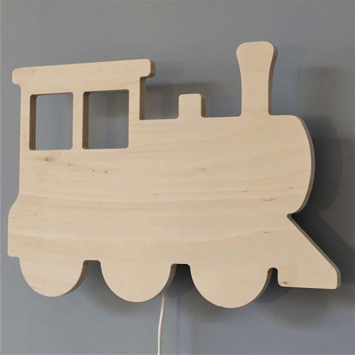 Applique murale en bois chambre d'enfant | Train, locomotive - naturel