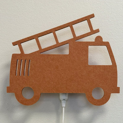 Applique en feutre camion de pompiers terracotta – lampe éteinte