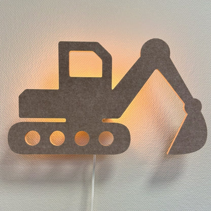 Applique en feutre pelleteuse beige sable – lampe allumée
