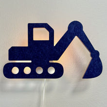 Applique en feutre pelleteuse bleu nuit – vue de face