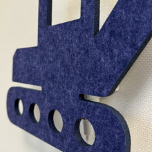 Applique en feutre pelleteuse bleu nuit – gros plan sur le feutre PET