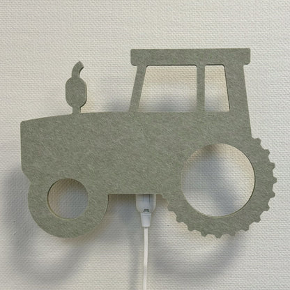 Applique en feutre tracteur vert sauge – lampe éteinte