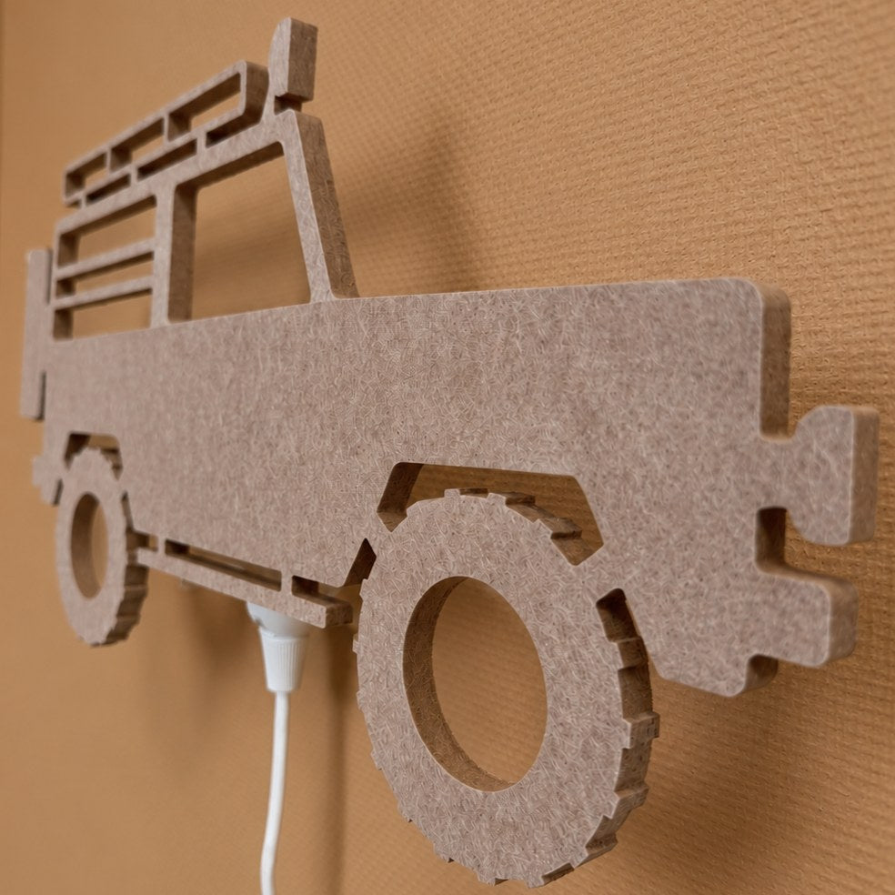 Applique en feutre jeep 4x4 beige sable – vue latérale du feutre PET
