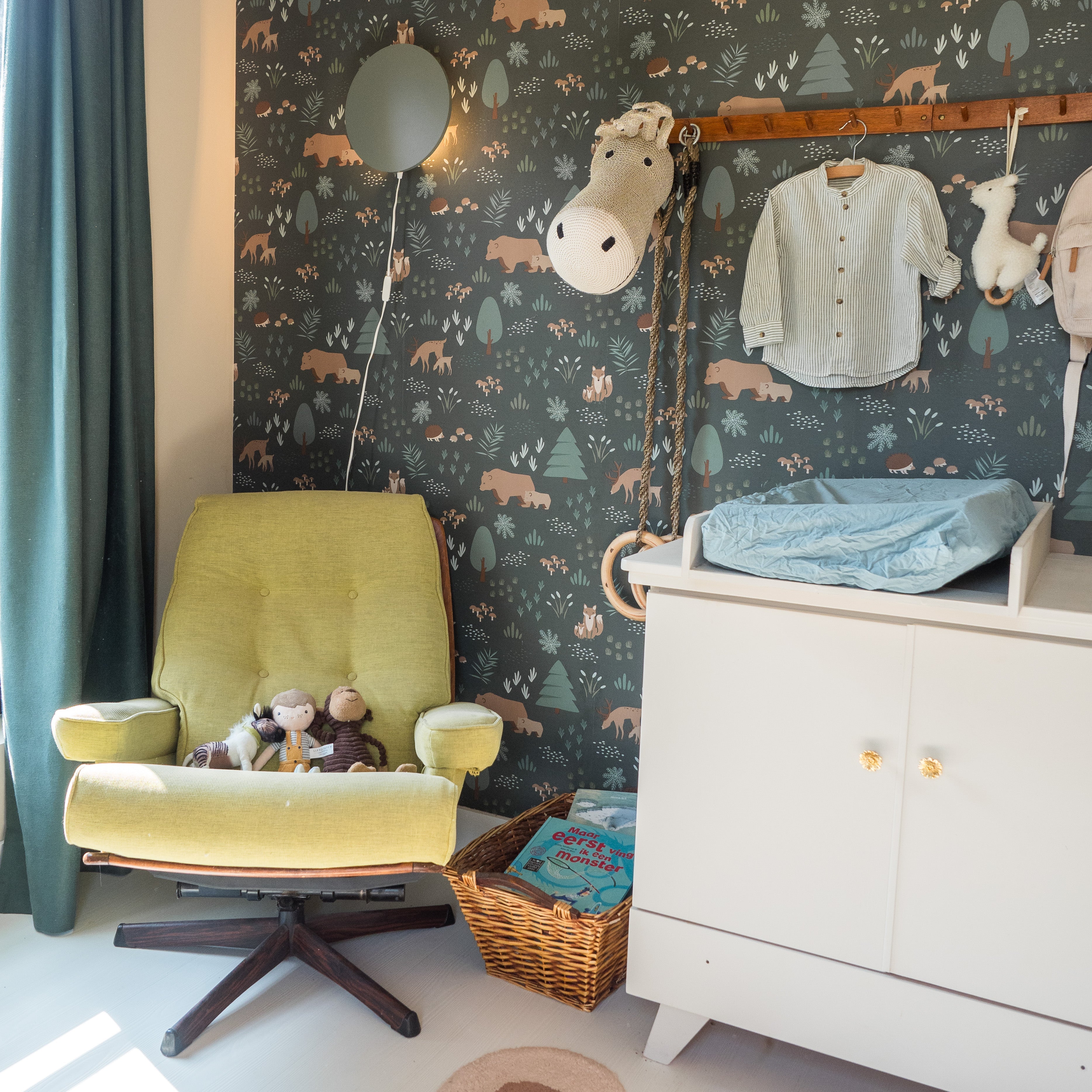 Lampe murale en bois pour chambre d'enfant | vert