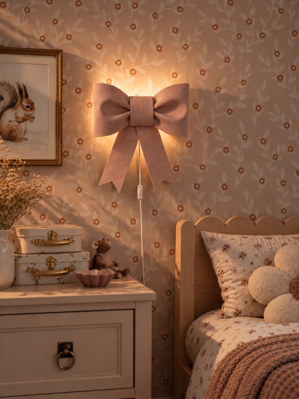 Applique murale en feutre pour chambre d'enfant | Nœud – Dusky Rose