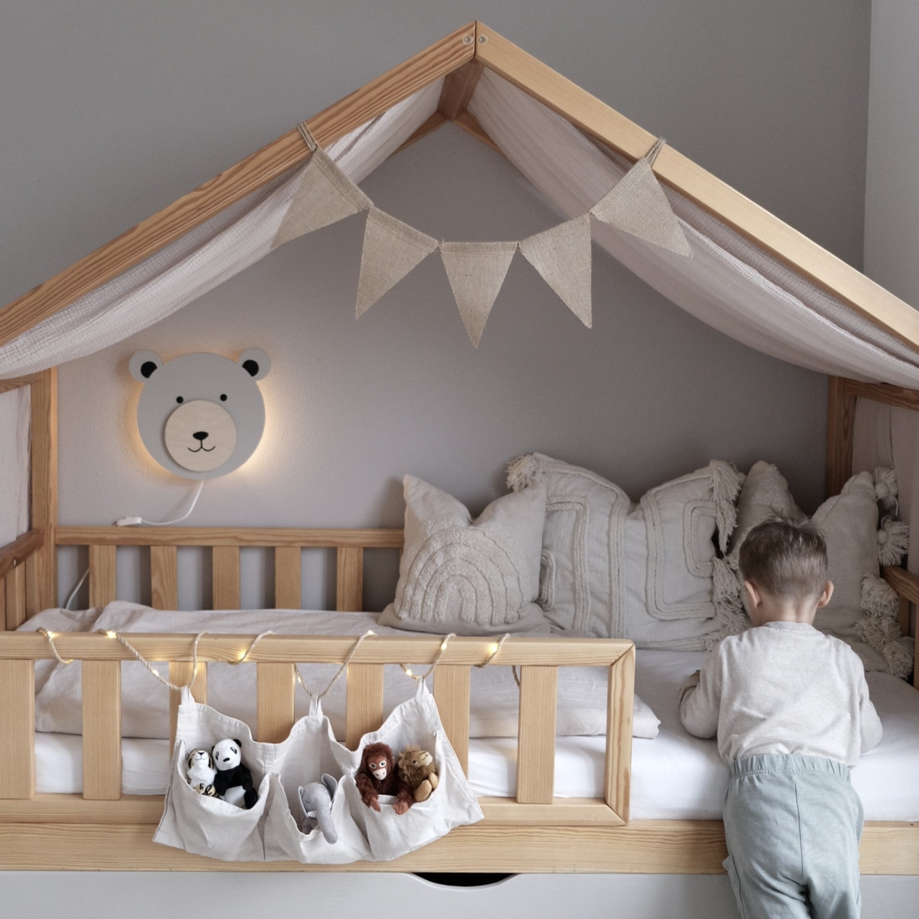 Applique murale en bois chambre d'enfant | Nounours - beige