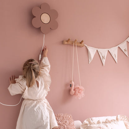 Houten wandlamp kinderkamer | Bloem - terra roze - toddie.nl ®