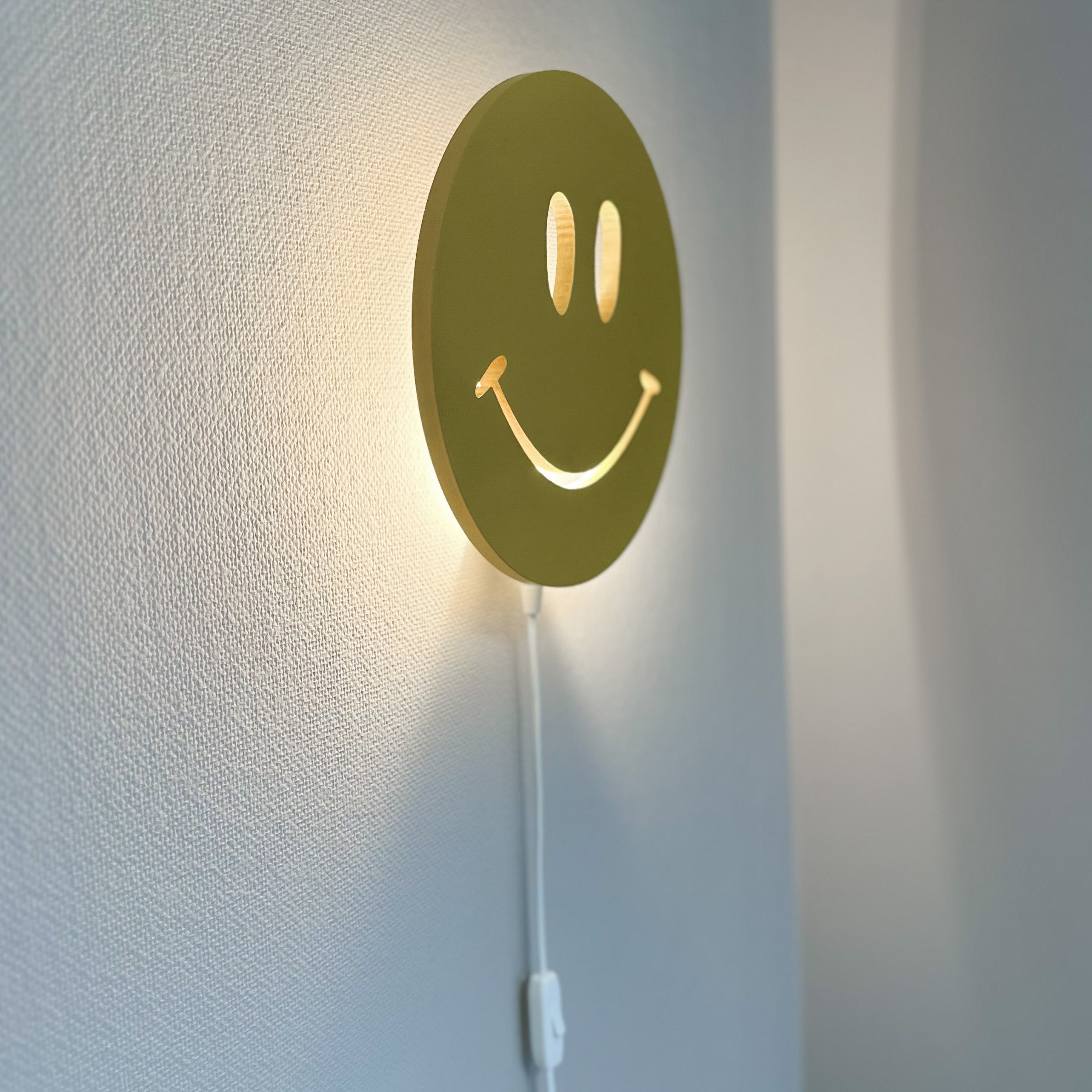 Applique murale en bois chambre d'enfant | Smiley -  jaune