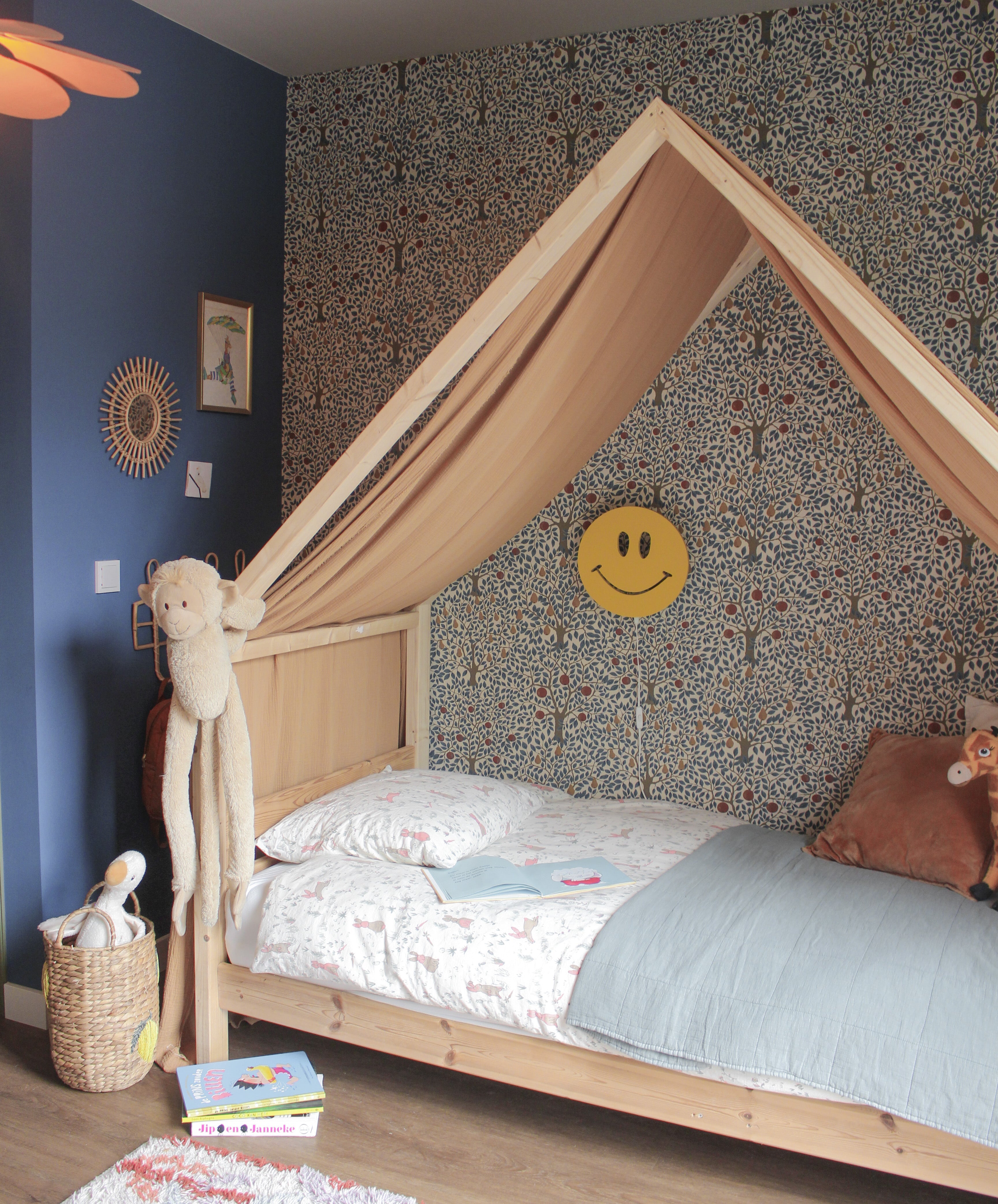 Applique murale en bois chambre d'enfant | Smiley -  jaune
