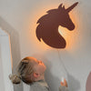 Applique murale en bois chambre d'enfant | Licorne - terre rose