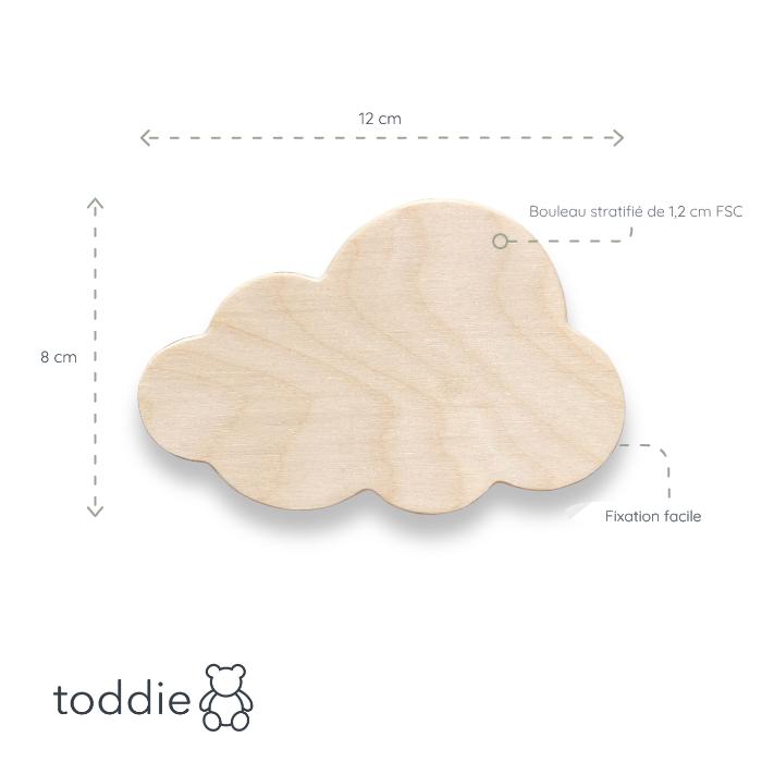 Crochets muraux en bois brut pour chambre d’enfant | Nuage et cœur - toddie.fr