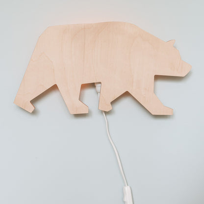 Houten wandlamp kinderkamer | Beer - blank - toddie.nl ®
