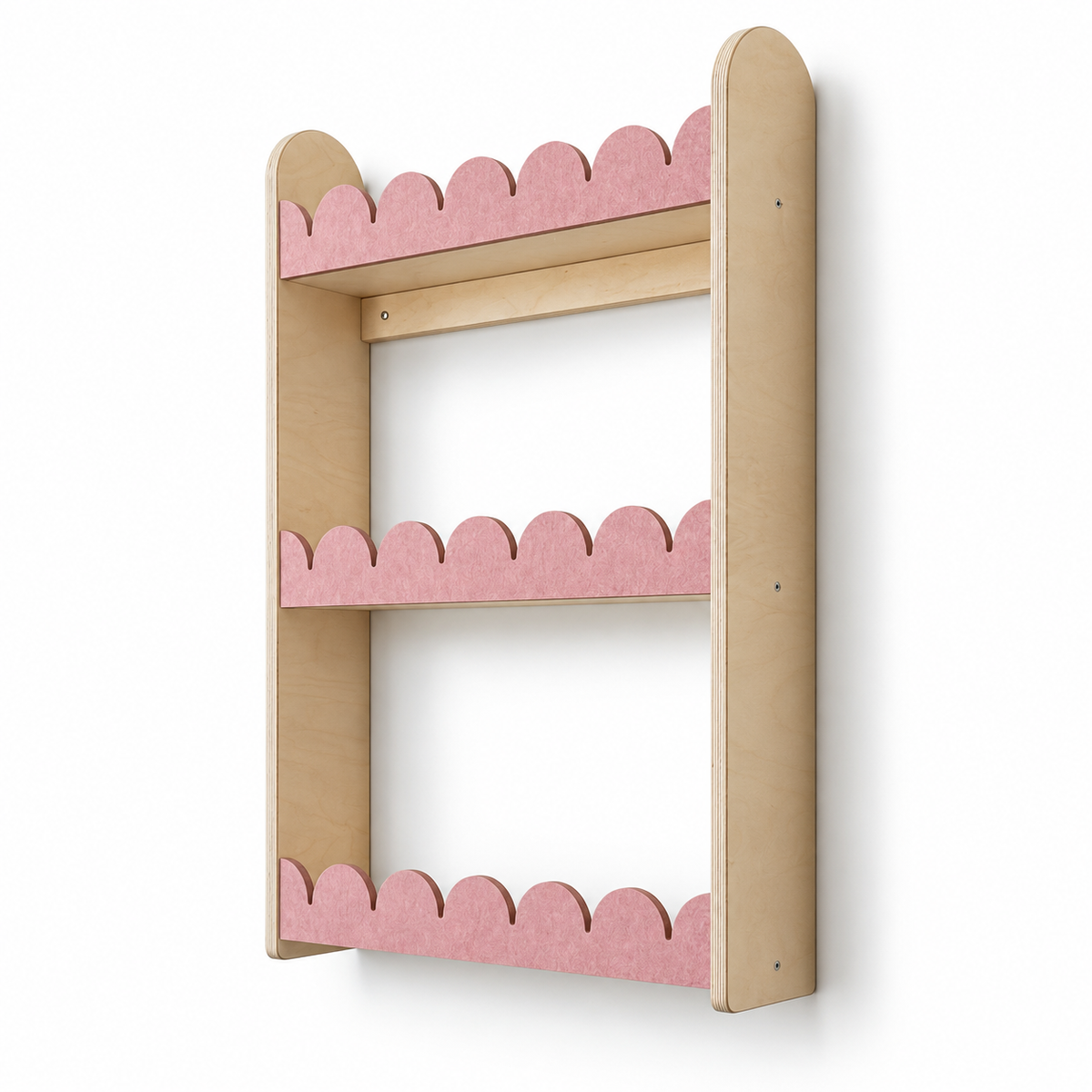Bibliothèque murale enfant Montessori | Bubble, 3 étagères – feutre vieux rose