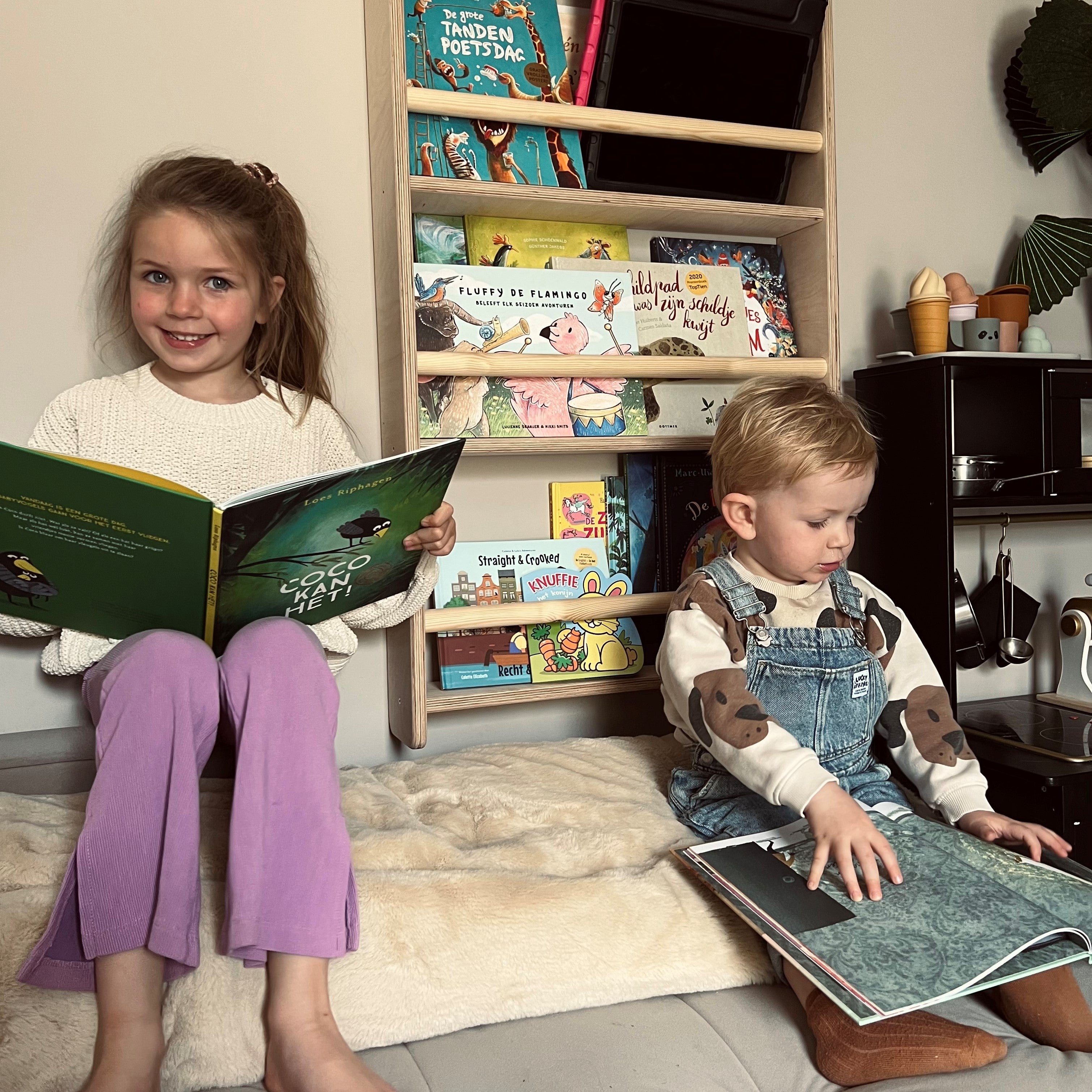 Montessori étagère à livres chambre d'enfant | 4 étagères - naturel - toddie.fr