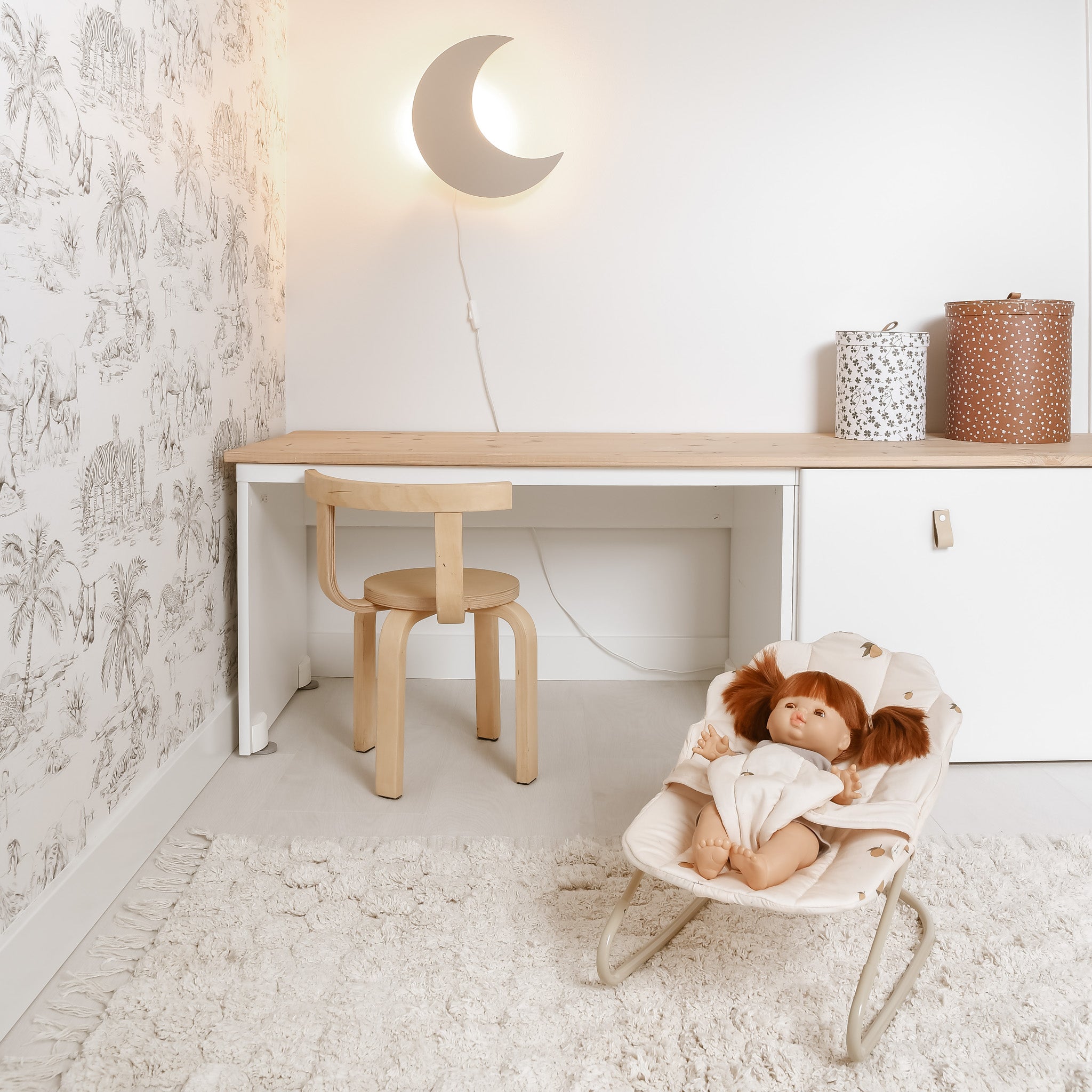 Applique murale en bois pour enfant | Lune - beige - toddie.fr