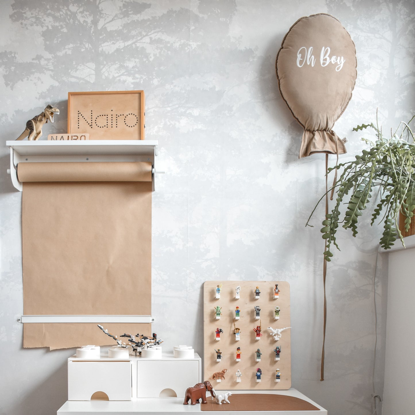 Houten wandbord kinderkamer | legobord - blank - toddie.nl ®