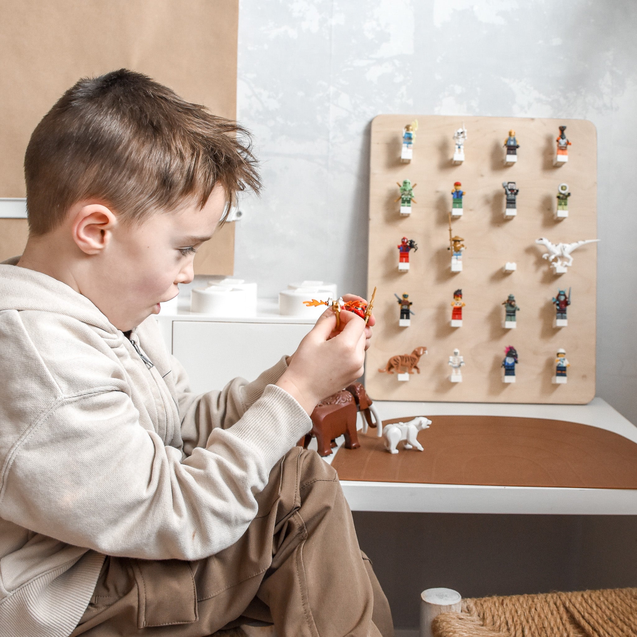Tableau mural en bois chambre d'enfant | Tableau Lego - naturel - toddie.fr
