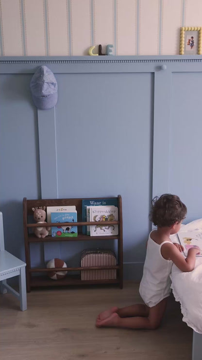 Bibliothèque murale enfant Montessori | Shelfie, 2 étagères - teintée Wengé