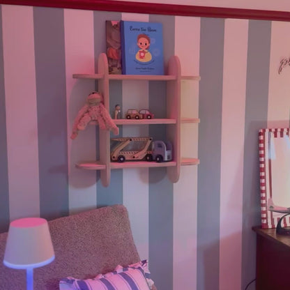 Armoire murale ronde Montessori pour chambre d'enfant | Armoire à compartiments à 3 étagères - blanc