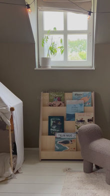 Bibliothèque Moodie Montessori pour chambre d'enfant | 4 étagères - naturel