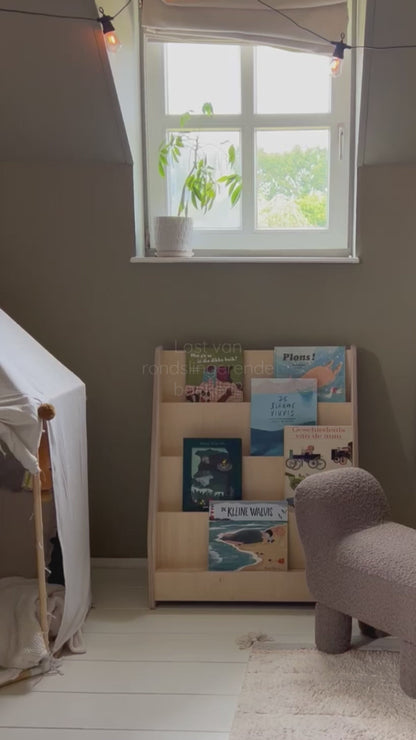 Bibliothèque Moodie Montessori pour chambre d'enfant | 4 étagères - naturel