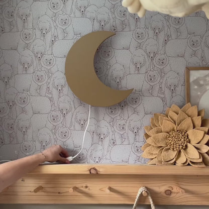 Applique murale en bois pour chambre d'enfant | Lune - spiced honey