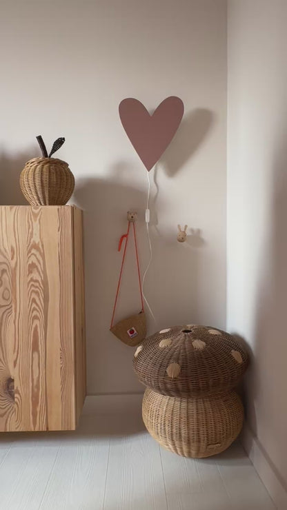 Applique murale en bois pour chambre d'enfant | Cœur - rose terra
