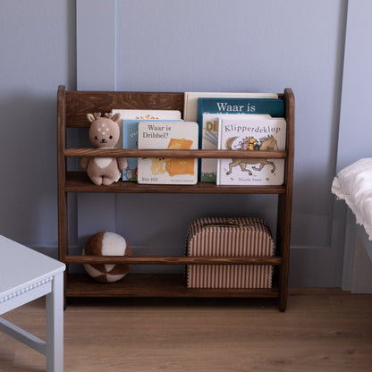 Bibliothèque murale enfant Montessori | Shelfie, 2 étagères - teintée Wengé