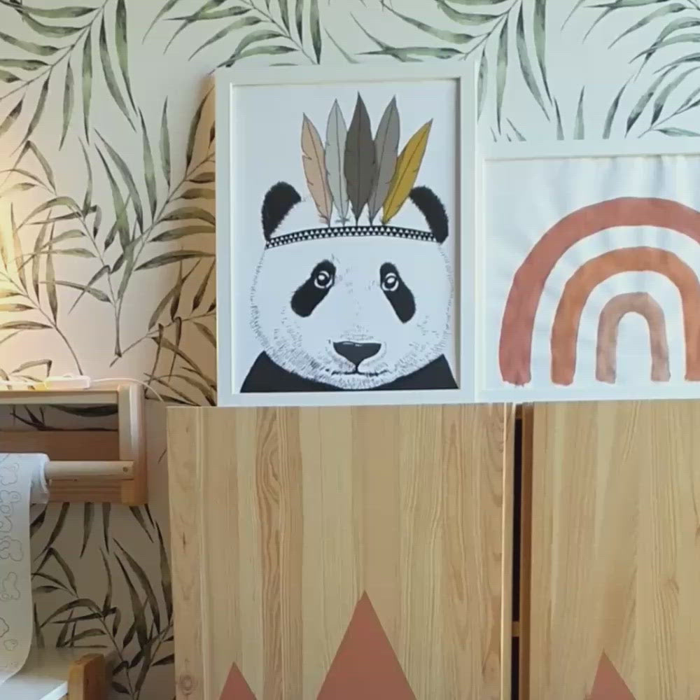 Applique murale en bois chambre d'enfant | Panda - blanc/noir