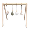 Blank houten babygym , met bosdieren hangers , speelboog massief hout - toddie.fr