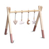 Houten babygym Terra roze, met naturel hangers , Tipi vorm massief hout - toddie.fr