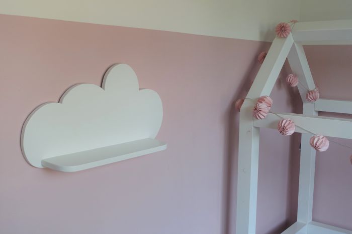 Grande étagère murale blanche en bois nuage, étagère chambre d'enfant | Versoin XL - toddie.fr