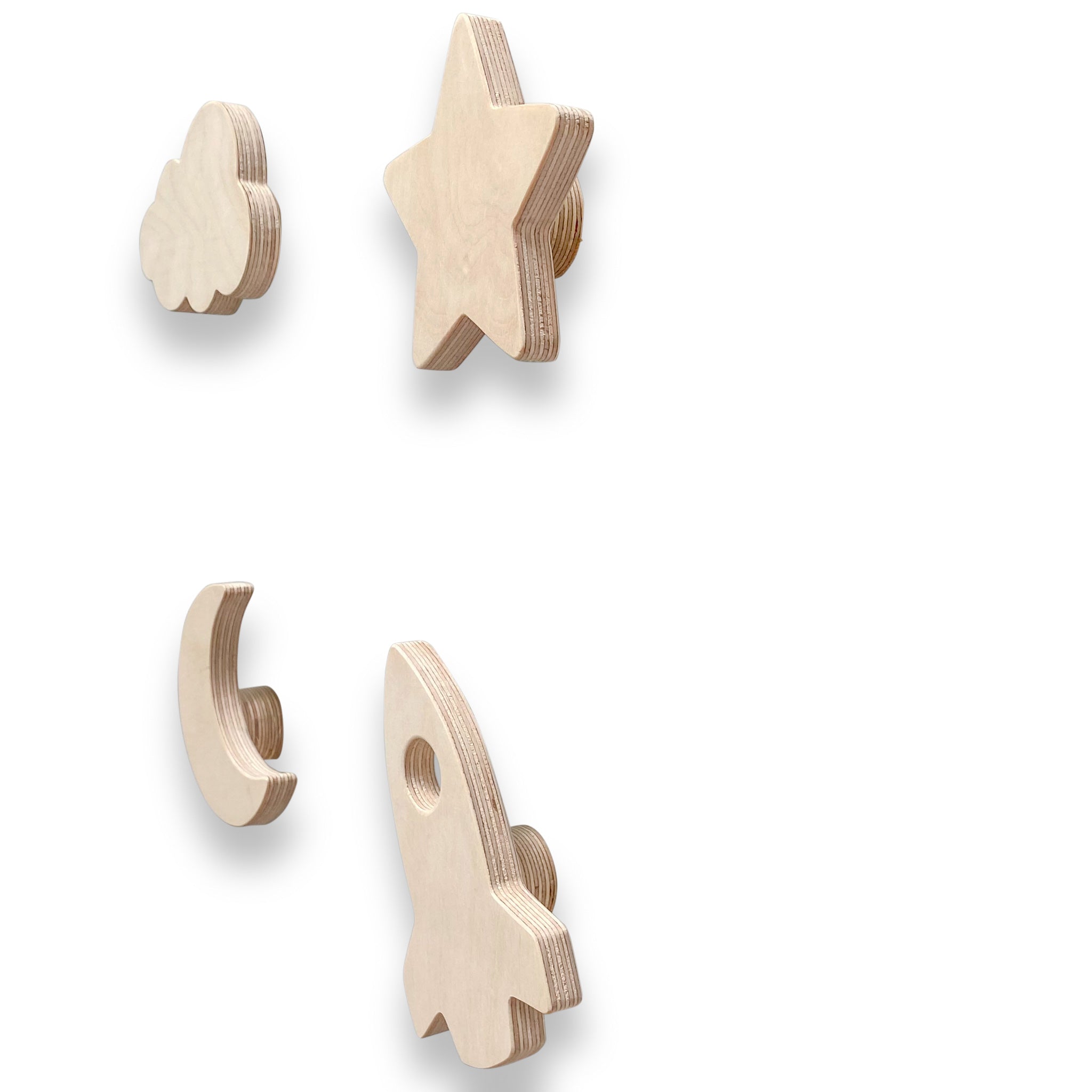 Blank houten set wandhaken kinderkamer | Ruimte - toddie.fr
