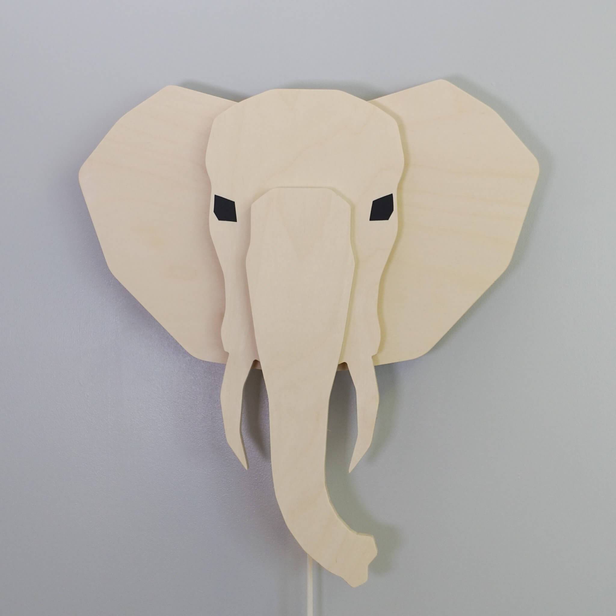 Applique murale en bois chambre d'enfant | Éléphant 3D - toddie.fr