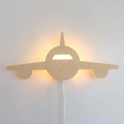 Houten wandlamp kinderkamer | Vliegtuig - toddie.nl