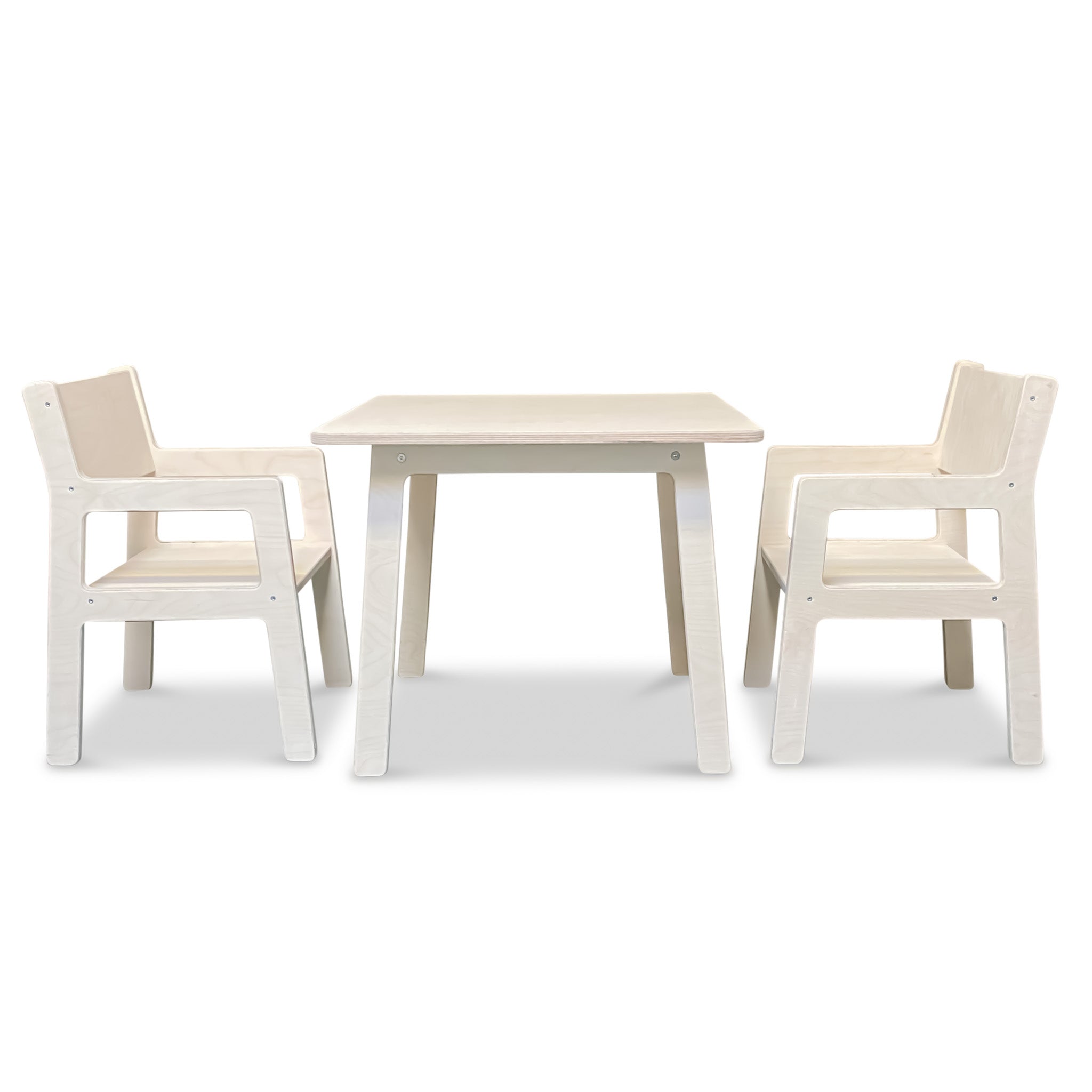 Houten kleuter meubelsetje 4-7 jaar | Blank | Tafeltje + 2 stoeltjes - toddie.fr