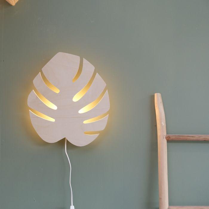 Applique murale en bois chambre d'enfants | Feuille monstera - toddie.fr