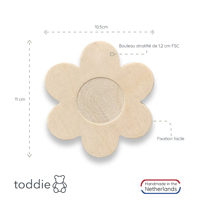 Blank houten wandhaak kinderkamer | maan en bloem - toddie.fr