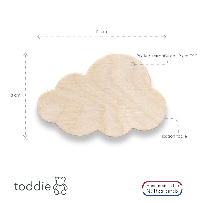 Blank houten wandhaak kinderkamer | maan en wolk - toddie.fr