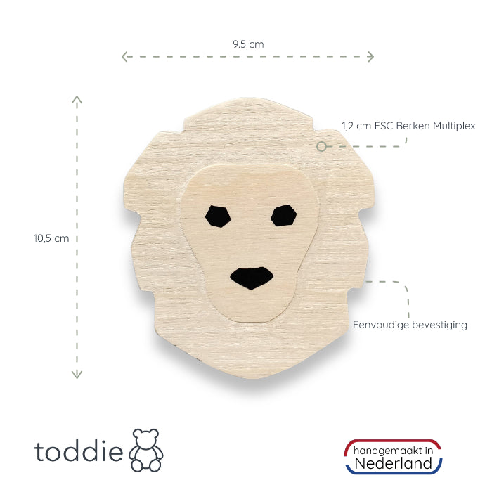 Blank houten set wandhaken kinderkamer | Jungle - toddie.fr