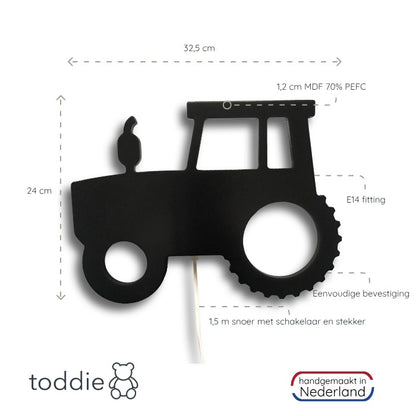 Houten wandlamp kinderkamer | Trekker zwart - toddie.nl