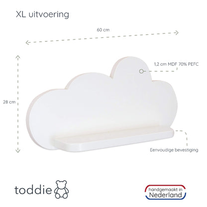 Set à 2 stk Witte houten wandplanken wolk, planken kinderkamer | Wolkie - toddie.nl