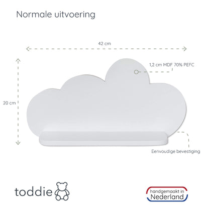 Witte houten wandplank wolk, plank kinderkamer | Wolkie - toddie.nl