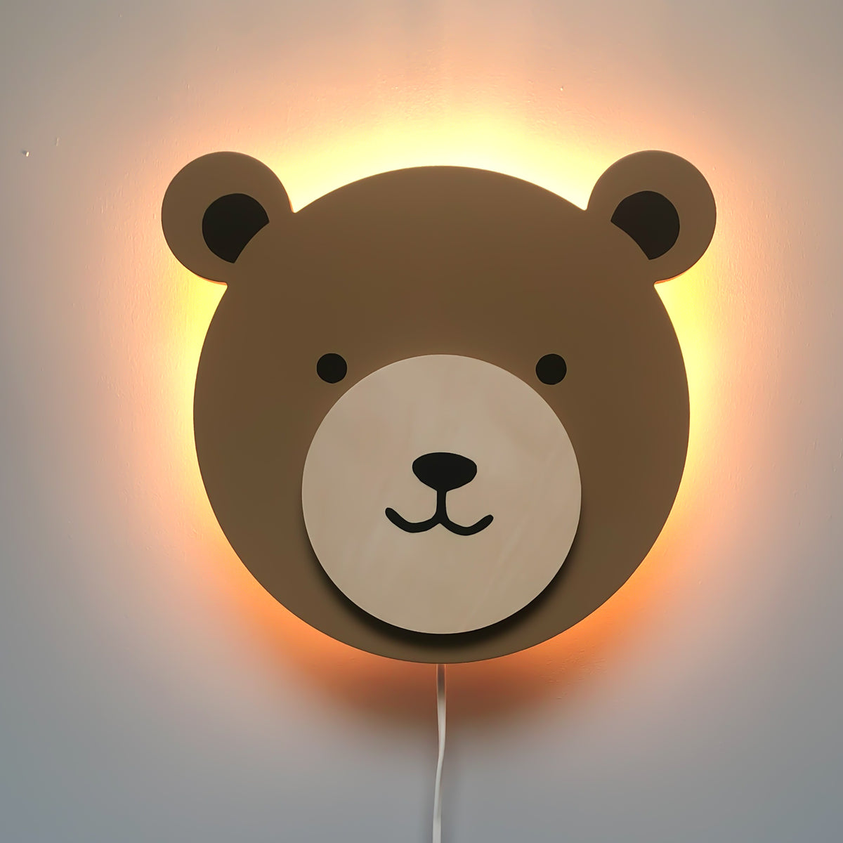 Houten wandlamp kinderkamer | teddy multiplex, spiced honey - toddie.nl