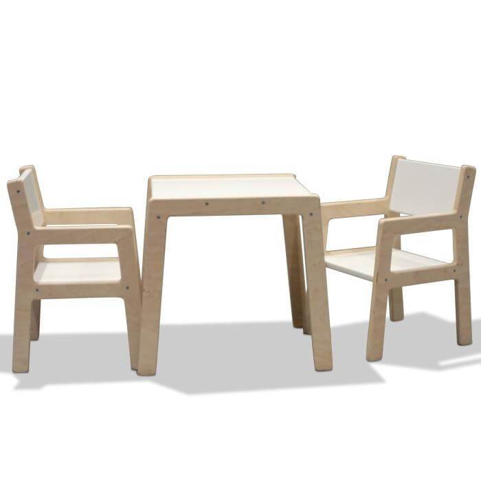 Set de meubles enfants en bois 1 à 3 ans | Blanc | table + 2 chaises - toddie.fr